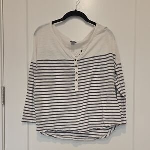 Aerie Striped Blue and White Women's Henley